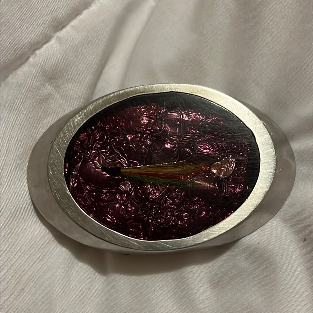 Men’s Vintage Belt Buckle Silver and Purple Oval